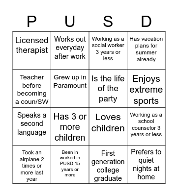 Get To Know the Team Bingo Card