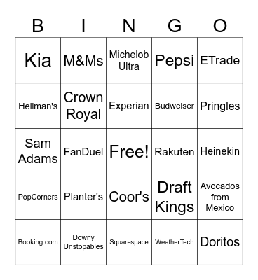 Flamingo 2023 Commercials Bingo Card