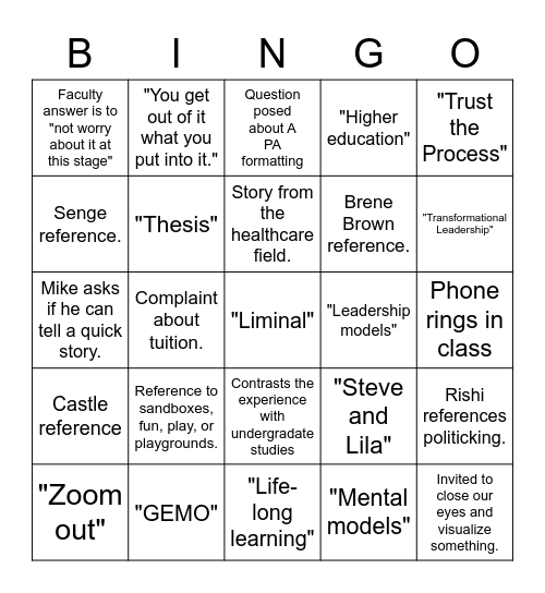 Untitled Bingo Card