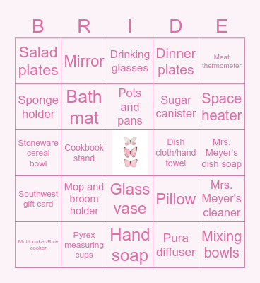 Jacelyn's Bridal Shower Bingo Card