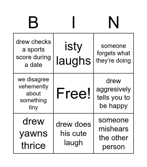 virtual date cooking tofu night bingo Card