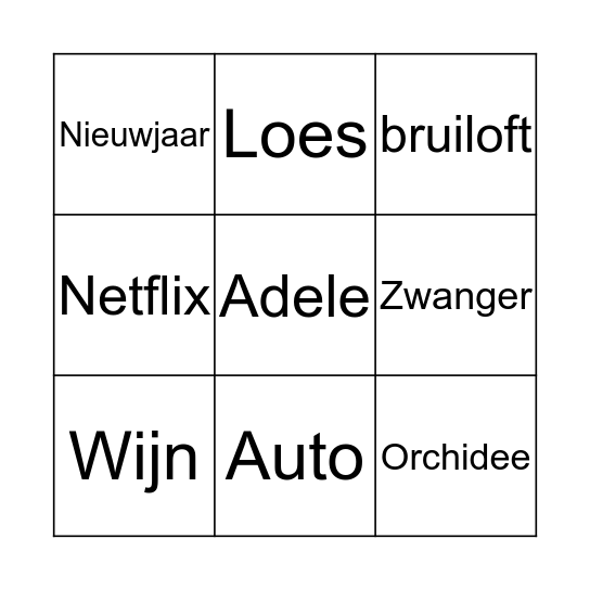 Pink Ladies Bingo Card