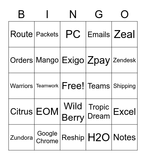 Zurvita EOM Bingo Card