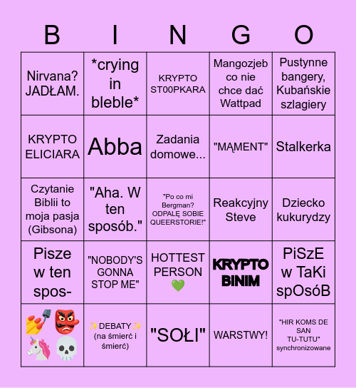 SZCZOTKA Bingo Card