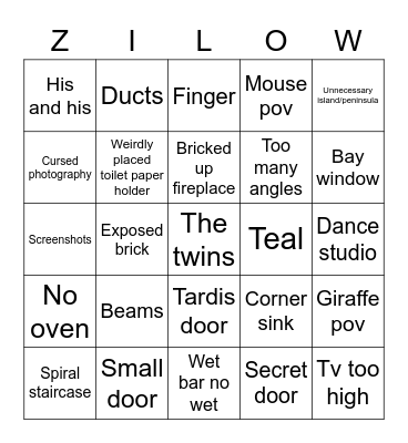 Zillow Bingo Card