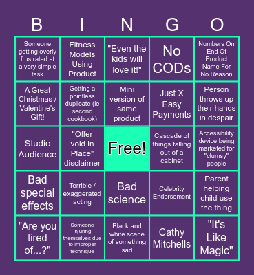 Infomercial Bingo Card