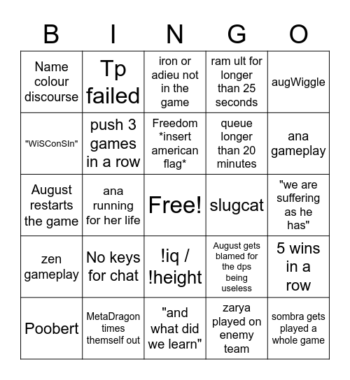 August. Bingo Card