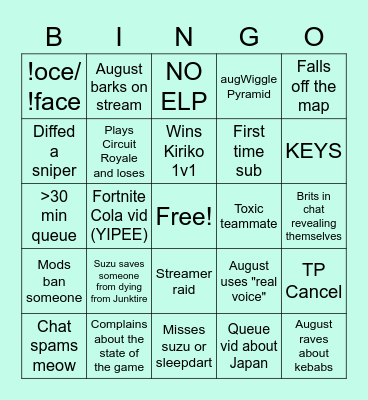 AUGUST BINGO BONANZA Bingo Card