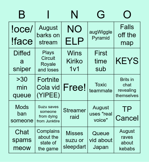 AUGUST BINGO BONANZA Bingo Card