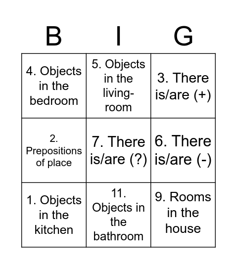 MY HOUSE BINGO Card