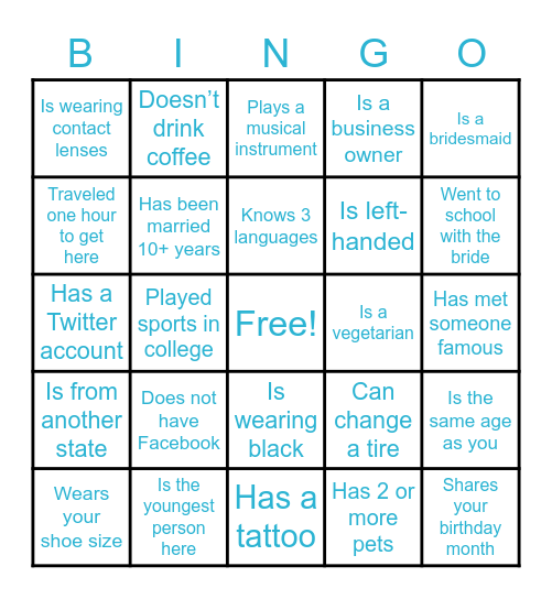 Find the Guest Bingo! Bingo Card