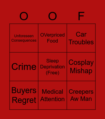 Troubles Bingo Card