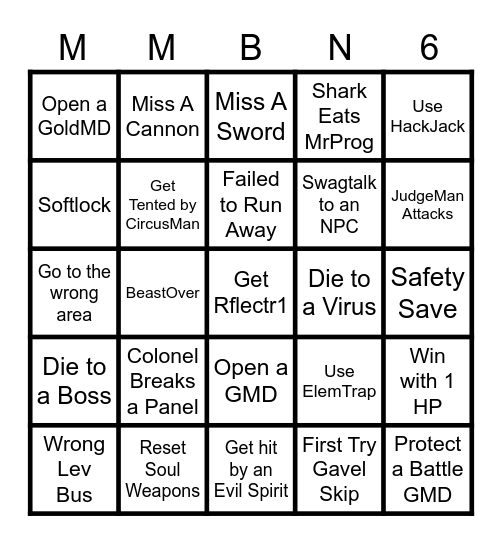 MMBN 6 - Viewer Bingo Card