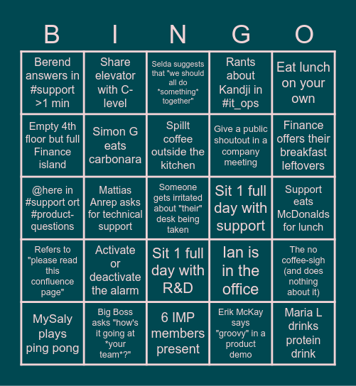 Office Bingo - Beta version Bingo Card