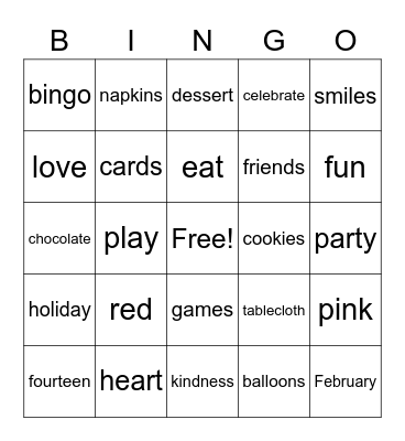 Valentine's Day Bingo Card