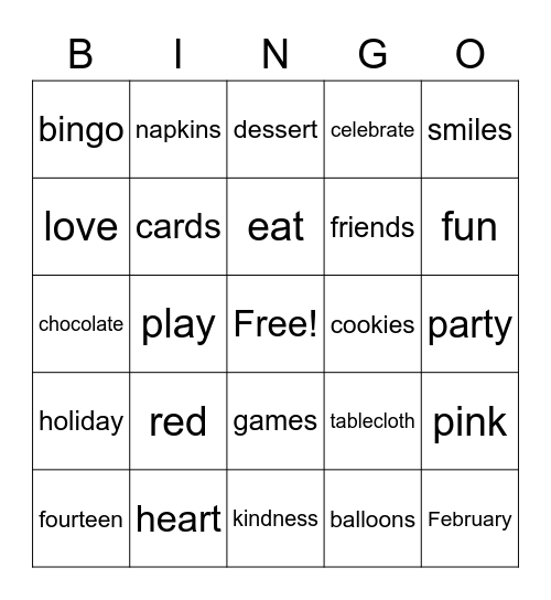 Valentine's Day Bingo Card