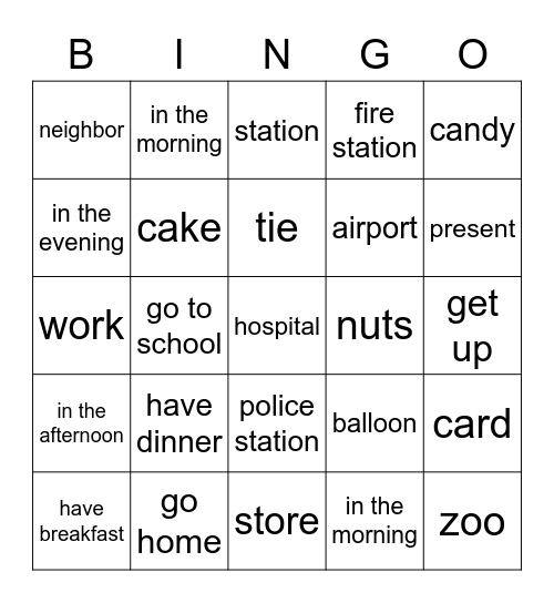 Family and Friends 2 - Unit 7+8+9 Bingo Card