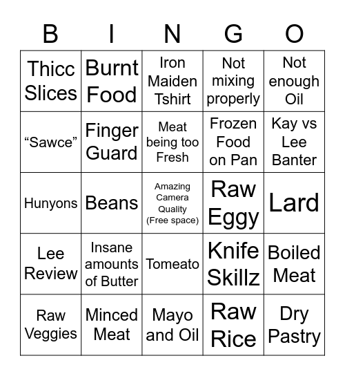 Definitive Kay’s Cooking Bingo Card