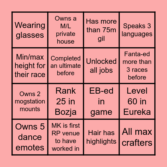 CASINO MK BINGO Card