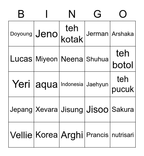 Xevara Bingo Card