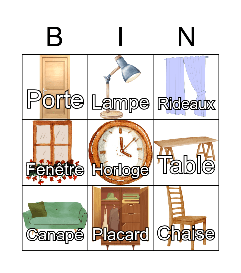 La chambre Bingo Card