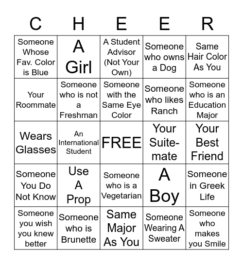 Holiday Cheer Bingo Card