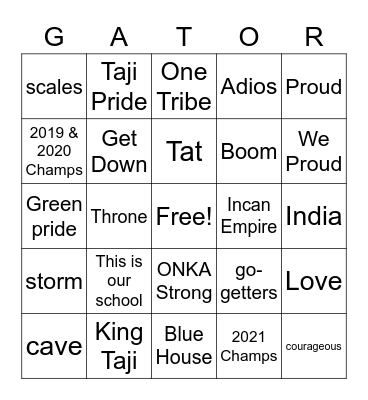 5 Houses, 1 Family Bingo Card