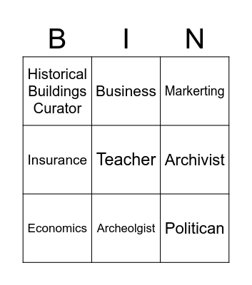 Careers Bingo Card