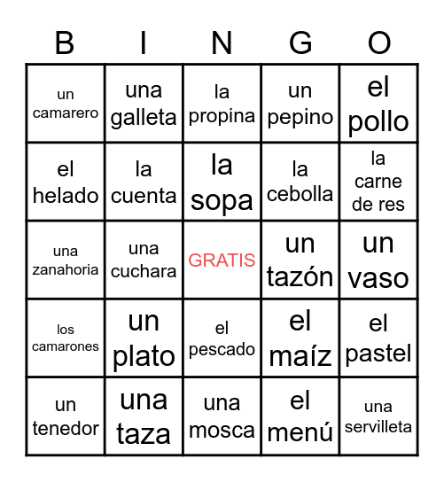 Ch. 8-3 Vocabulary Practice Bingo Card