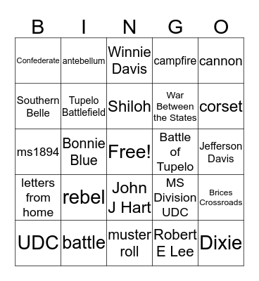 Confederate Bingo! Bingo Card