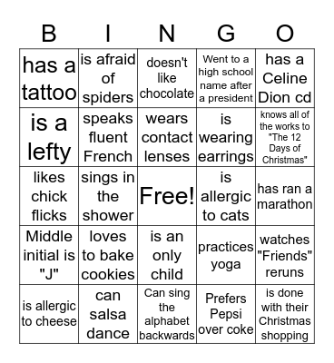 Steindler BINGO Card