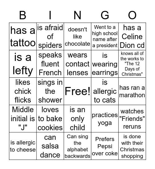 Steindler BINGO Card