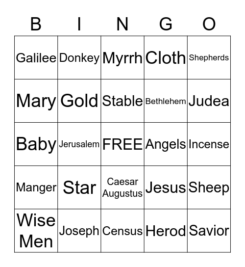 THE CHRISTMAS STORY Bingo Card