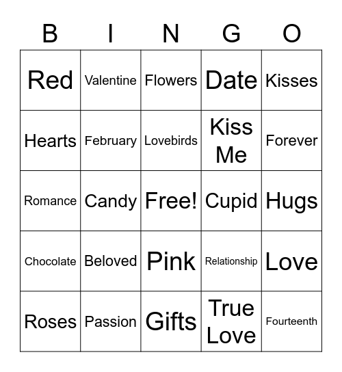 Valentine Bingo Card