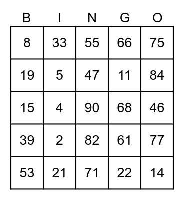 HAPPY BIRTHDAY Bingo Card