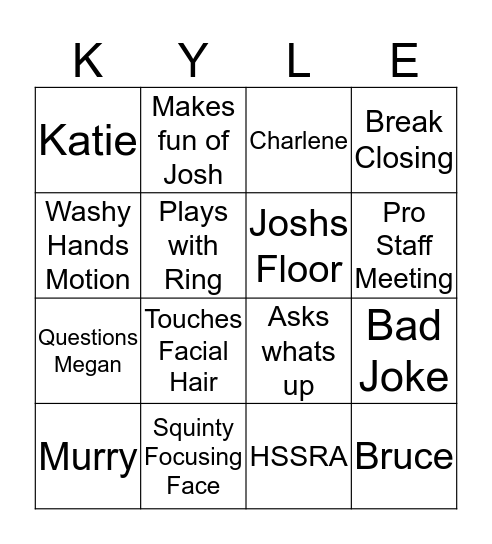 Kyle Bingo Card