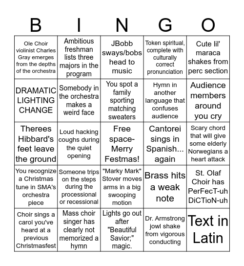 Christmasfest Bingo Card