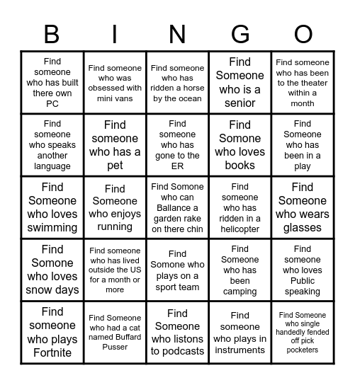 Find Someone ZYG Edition Bingo Card