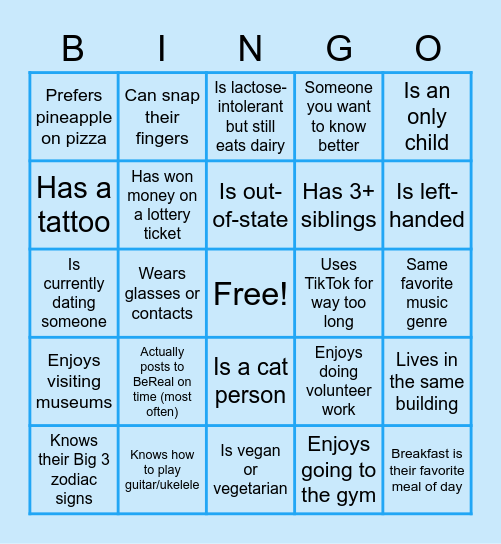 Human Bingo Card