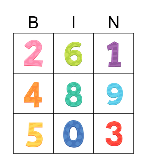 NUMBERS 0-10 Bingo Card