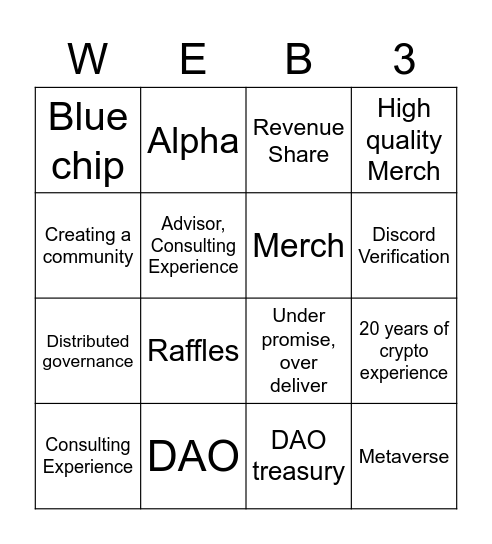 Buzzwords Bingo Card