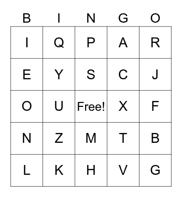 Letter Sounds Bingo Card