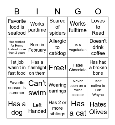 Care Professional Bingo Card