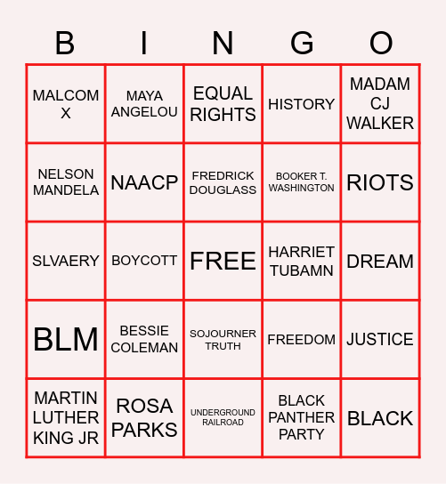 BLACK HISTORY Bingo Card