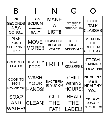FOOD TALK CLASS BINGO! Bingo Card