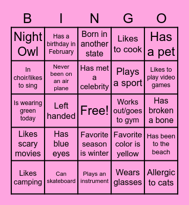 Human Bingo :) Bingo Card