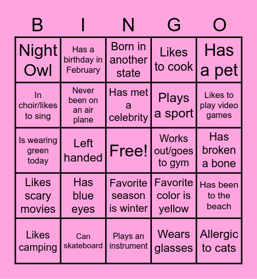 Human Bingo :) Bingo Card