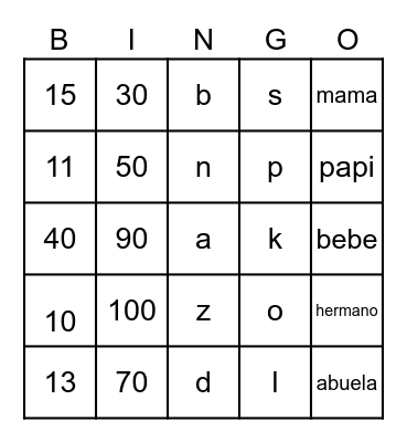 Loteria Bingo Card