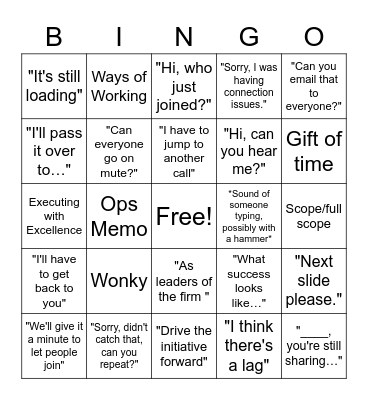 February Connection Meeting Bingo Card