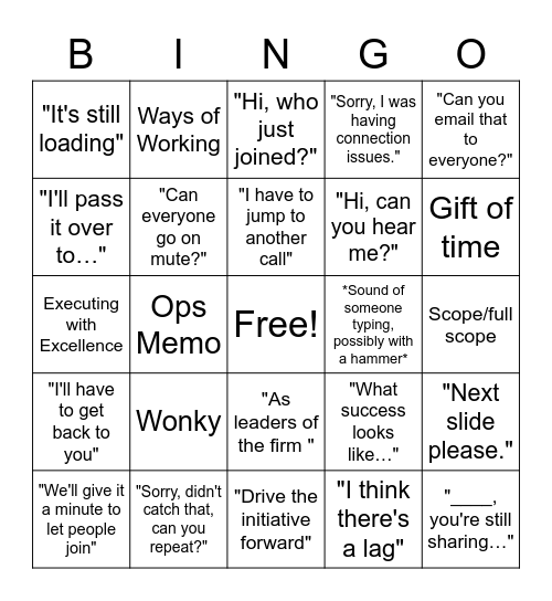February Connection Meeting Bingo Card